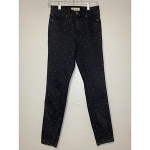 Madewell Jeans Womens 26 black 10'' high rise skinny polka dot Rainbow